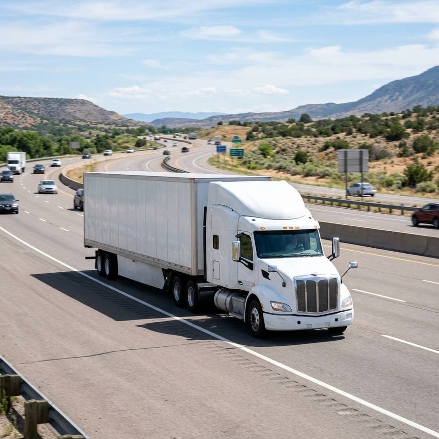 Semi truck heading out on the highway